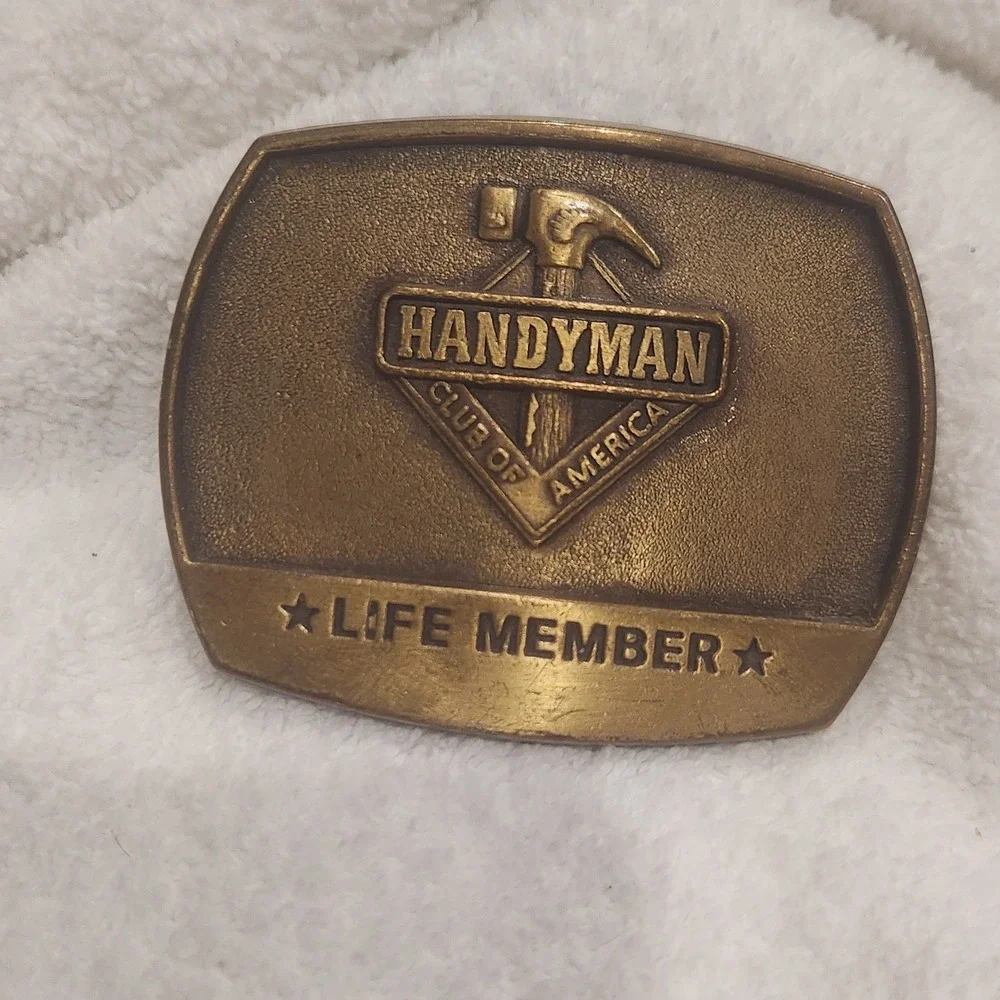 Belt Buckle Brass Tone Hammer Vintage 1996 Handyman Club of America Life‎ Member